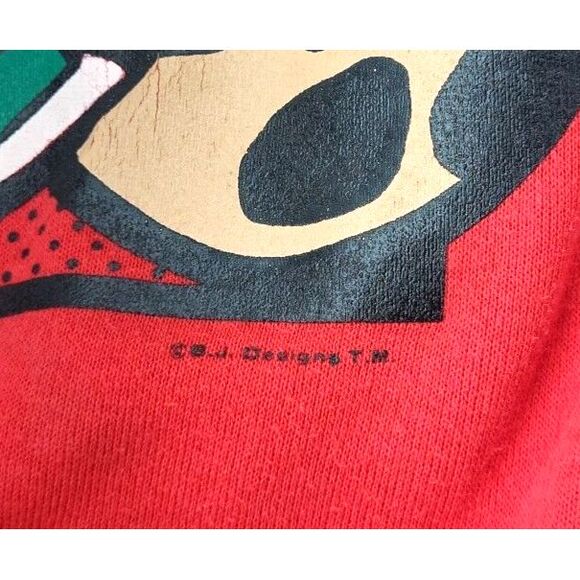 Vintage 90s Christmas Sweater Large B.J. Design Concepts Red Green Rock Bear - Picture 3 of 8